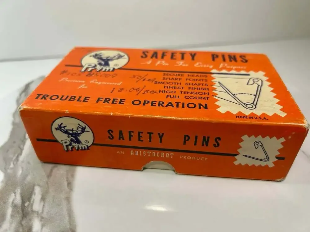 Rare Vintage USA Prym Safety Pins Brass Size 00 Gilt Gold Plated 10 Gross